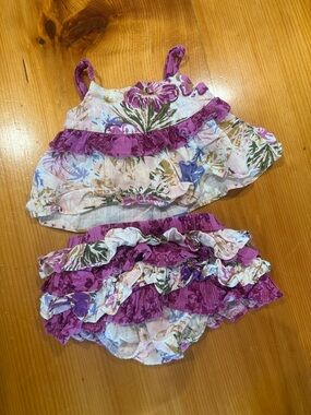 Matilda Jane Purple & Cream Floral Ruffle Baby Set